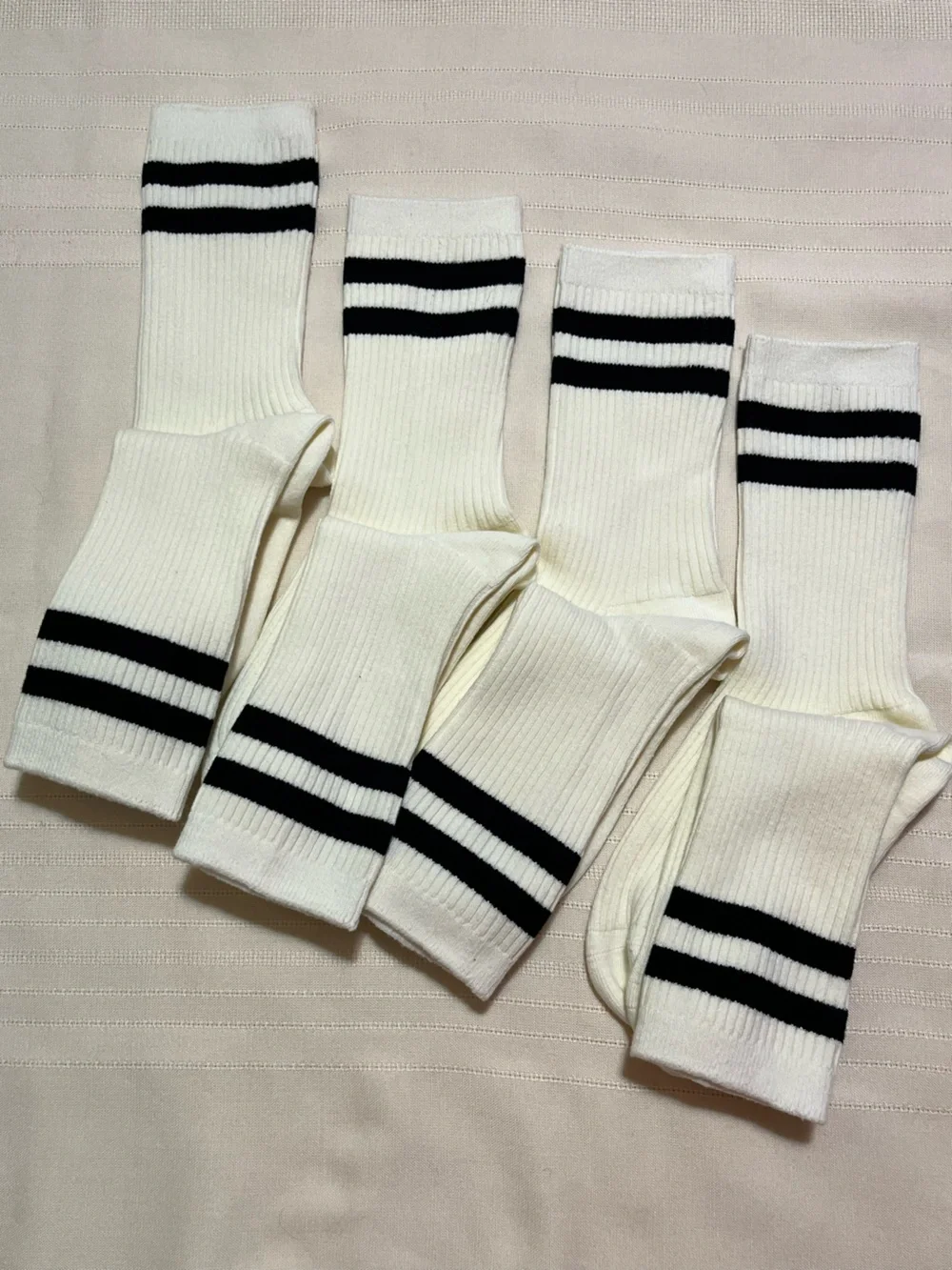 NWOT Lululemon Crew Socks with Black Stripe - 4 Pack